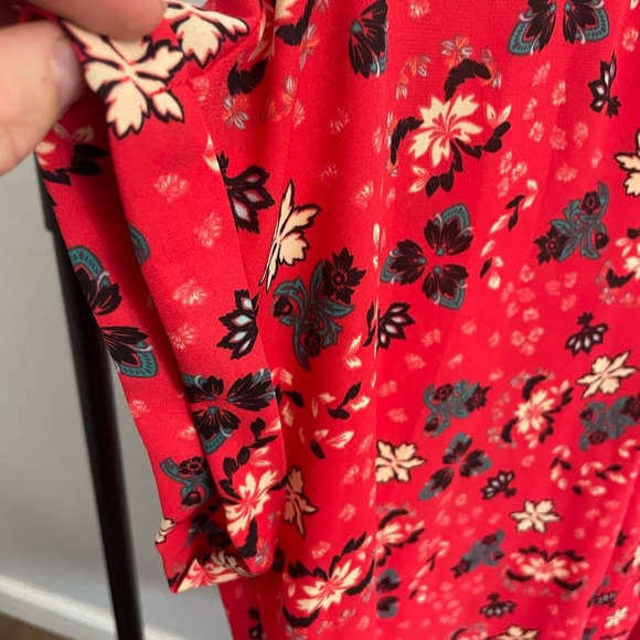 Pleione blouse size S red floral cap sleeve - Picture 6 of 6